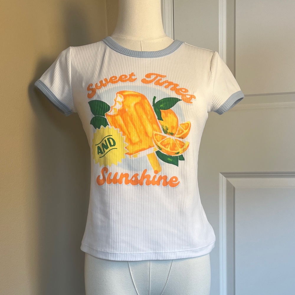 Old Navy Kids White and Orange Graphic Tee